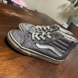 Grey / Silver Toddler High Top Glitter Vans Size 10